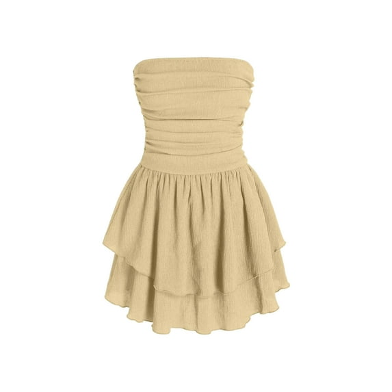 Strapless Textured Ruffle Mini Dress