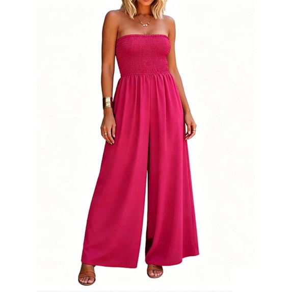 Strapless Women's Sleeveless Jumpsuit Summer Casual Loose Jumpsuit Women's with Pockets Jumpsuit