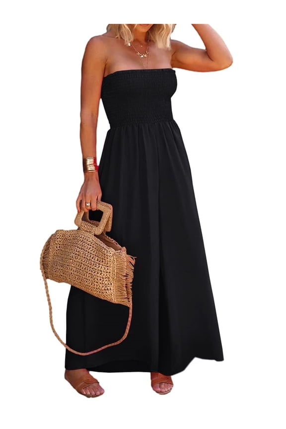 Strapless Women's Sleeveless Jumpsuit Summer Casual Loose Jumpsuit Women's with Pockets Jumpsuit