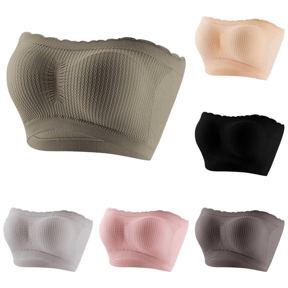 Strappy Bandeau Bikini Top for Summer Wireless Seamless Shaped Tubetop with Inner And Light Support Women Tube Top