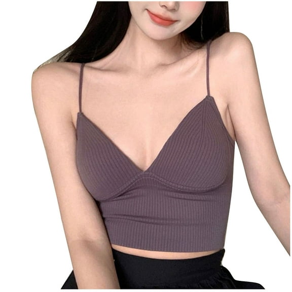 Strappy Bra Women Lightly Lined Bra Feature V-Neck Nursing Bra Style W-433 Purple One Size