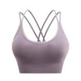 thumbnail image 1 of Strappy Cross Back Sports Bra for Women Supportive Athletic Cami Bras Racerback Workout Exercise Gym Tank Tops, 1 of 8