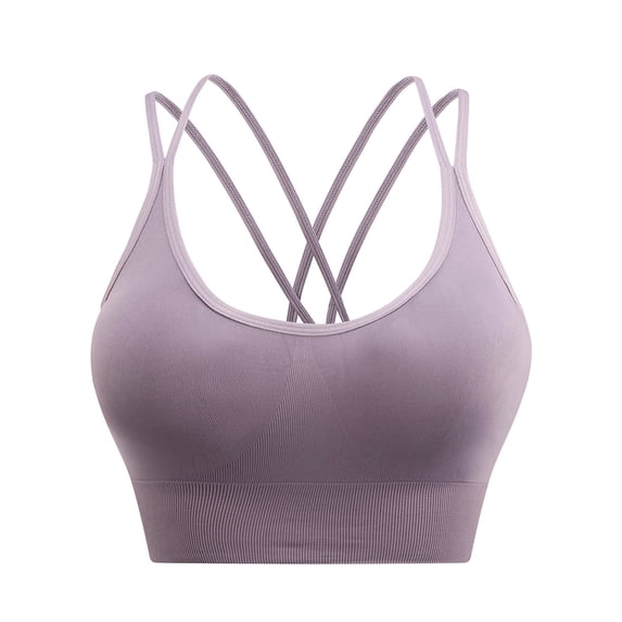Strappy Cross Back Sports Bra for Women Supportive Athletic Cami Bras Racerback Workout Exercise Gym Tank Tops