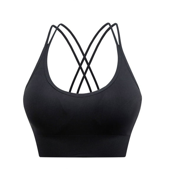 Strappy Cross Back Sports Bra for Women Supportive Athletic Cami Bras Racerback Workout Exercise Gym Tank Tops