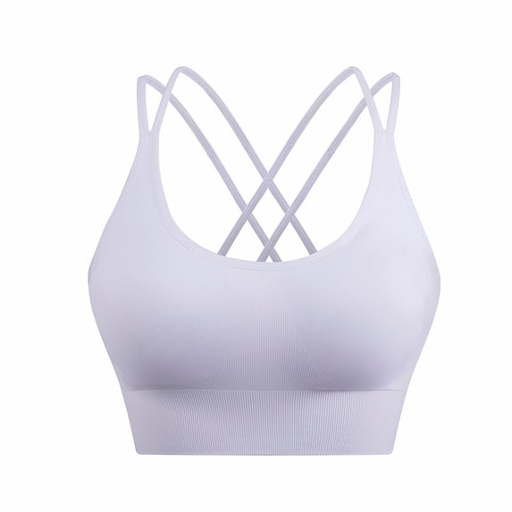 Strappy Cross Back Sports Bra for Women Supportive Athletic Cami Bras Racerback Workout Exercise Gym Tank Tops