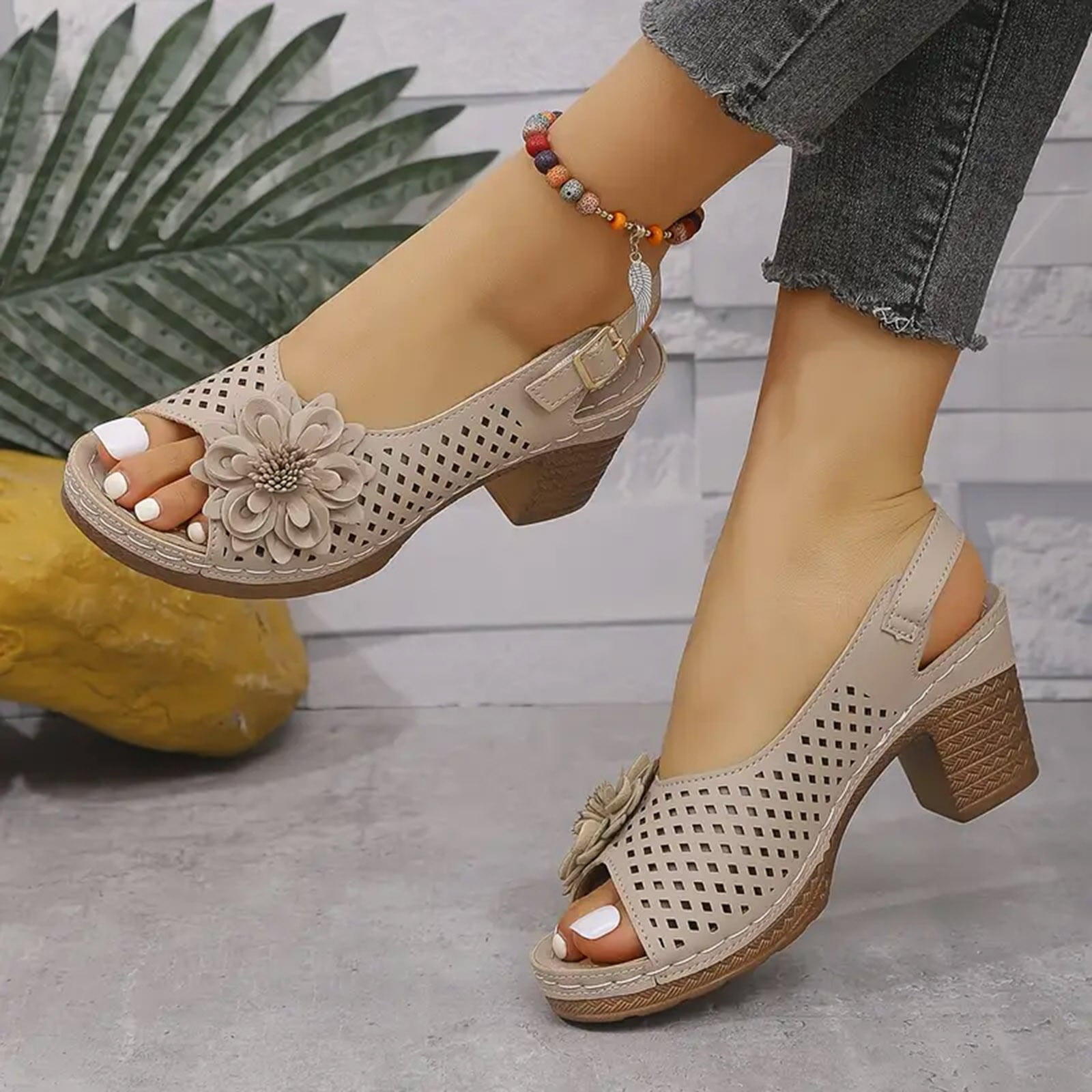 Strappy Heels for Women Dressy Open Toe Comfort Block Heel Dress