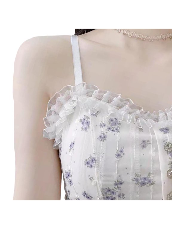Strappy Lace Trimmed Camisole Top For Women Stretchy Nylon Fabric Padding Layering Piece Wardrobe Essential