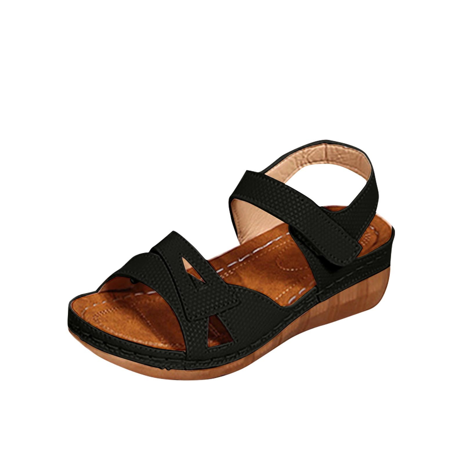 Strappy Low Wedge Sandals for Women Comfortable Wide Width Vacation ...