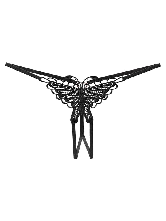 Strappy Open Crotch G-String Sexy Briefs Thongs for Women Black One Size