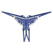 Strappy Open Crotch G-String Sexy Briefs Thongs for Women Blue One Size