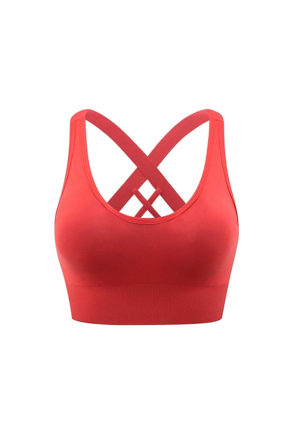 Strappy Push Up Sports Bra for Women Criss Cross Back No Underwire Full Coverage Yoga Bras Tops