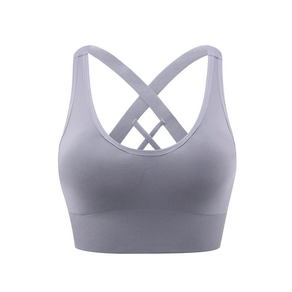 Strappy Push Up Sports Bra for Women Criss Cross Back No Underwire Full Coverage Yoga Bras Tops