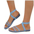 thumbnail image 1 of Strappy Sandals for Women 2025 Beach Casual Comfortable Open Toe Flat Walking Dress Summer Shoes, 1 of 8