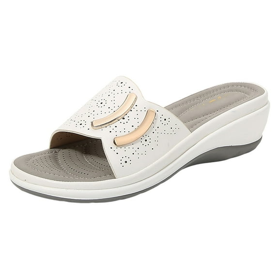 Strappy Sandals for Women Women Shoes Thick Sole Wedge Flip Flops Fashionable Bohemian Beach Sandals White 38