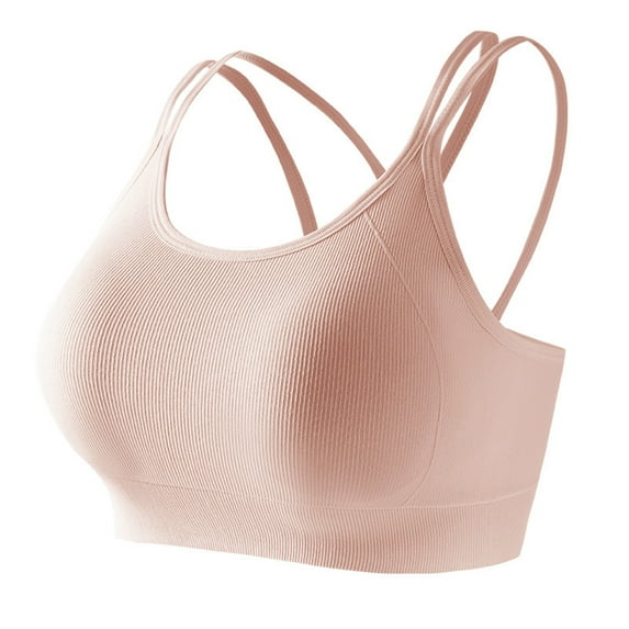 Strappy Sports Bra for Women, Criss-Cross Back Padded Yoga Bra , Wireless Medium Support Workout Tops