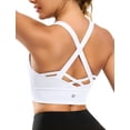 thumbnail image 1 of Strappy Sports Bras for Women Medium-High Support Criss Cross Back Push Up Supportive Padded Sports Bra Yoga Gym Workout Running Athletic Bra Tops White S, 1 of 7
