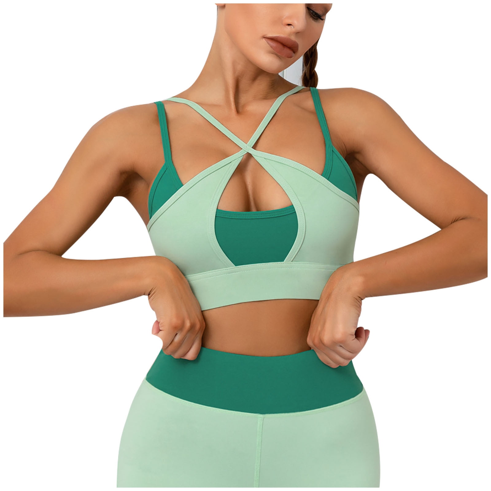 Strappy Sports Bras for Women Criss Cross Sexy Wireless Padded