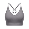 thumbnail image 1 of Strappy V Neck Sport Bra for Women, Multipack Padded Seamless Wireless Supportive Racerback Criss Cross Workout Yoga Bra Pack, 1 of 5
