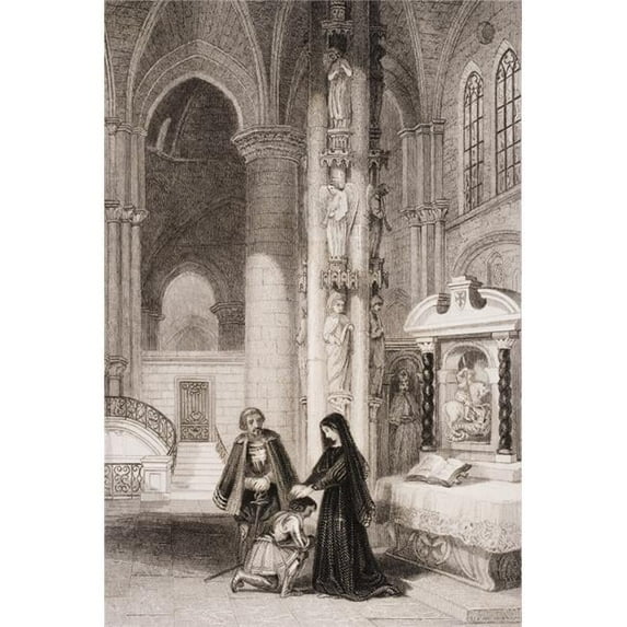 Strasburg Cathedral, Margaret of Anjou, 1429-1482 Queen of King Henry VI of England & Philipson Engraved by R Staines After J Franklin Poster Print, 12 x 18