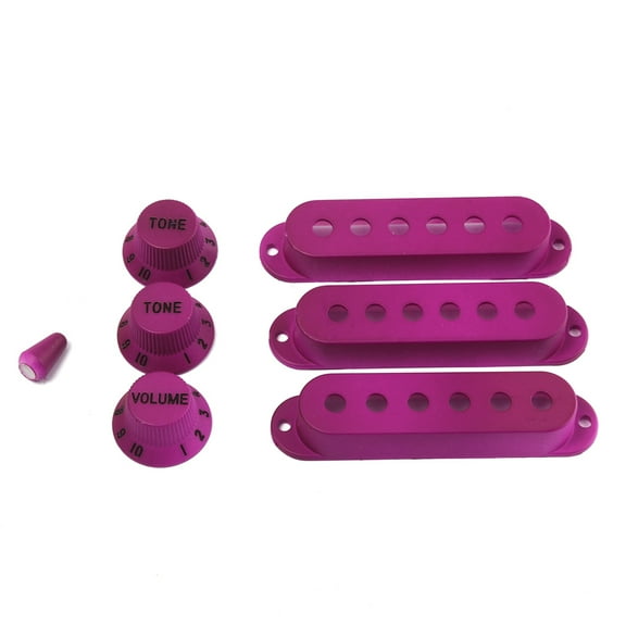 Strat Guitar Pickup Covers Knobs Tip Set for Replacement Accessory Kit Purple