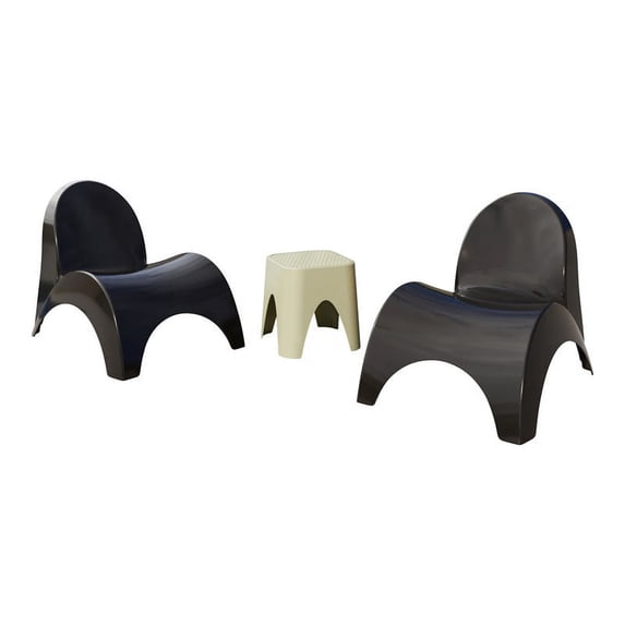 Strata Furniture 2 Angel Trumpet Patio Chairs & Mallora Table in Black/Mint