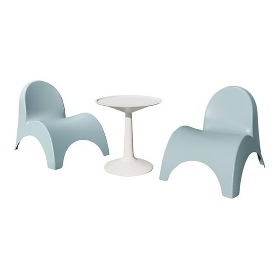 Strata Furniture 2 Angel Trumpet Patio Chairs & Sprout Table in Blue/White