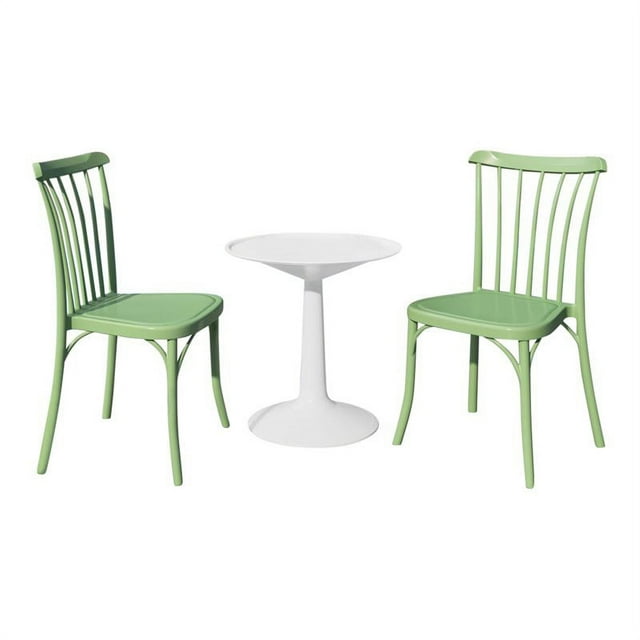 Strata Furniture 2 Rio Polypropylene Chairs with Sprout Table in Mint/White