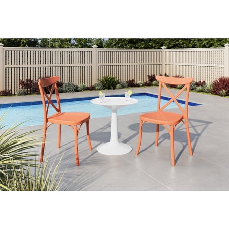 Strata Furniture 2 Xenia Polypropylene Chairs & Sprout Table in Coral/White