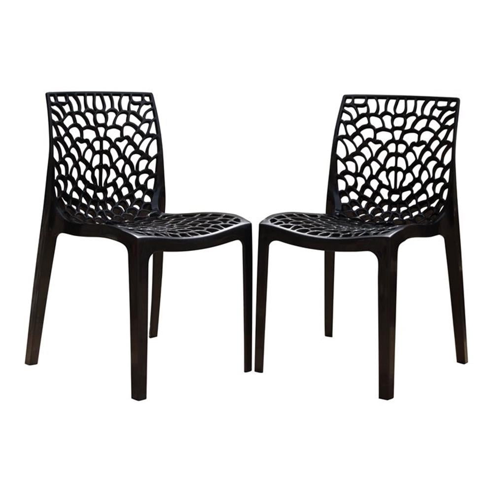 Strata Furniture Karissa Weatherproof Chairs in Black (Set of 2)