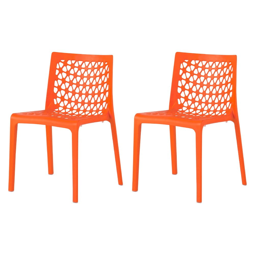 Milan 36" Orange Polypropylene Armless Dining Chair Set