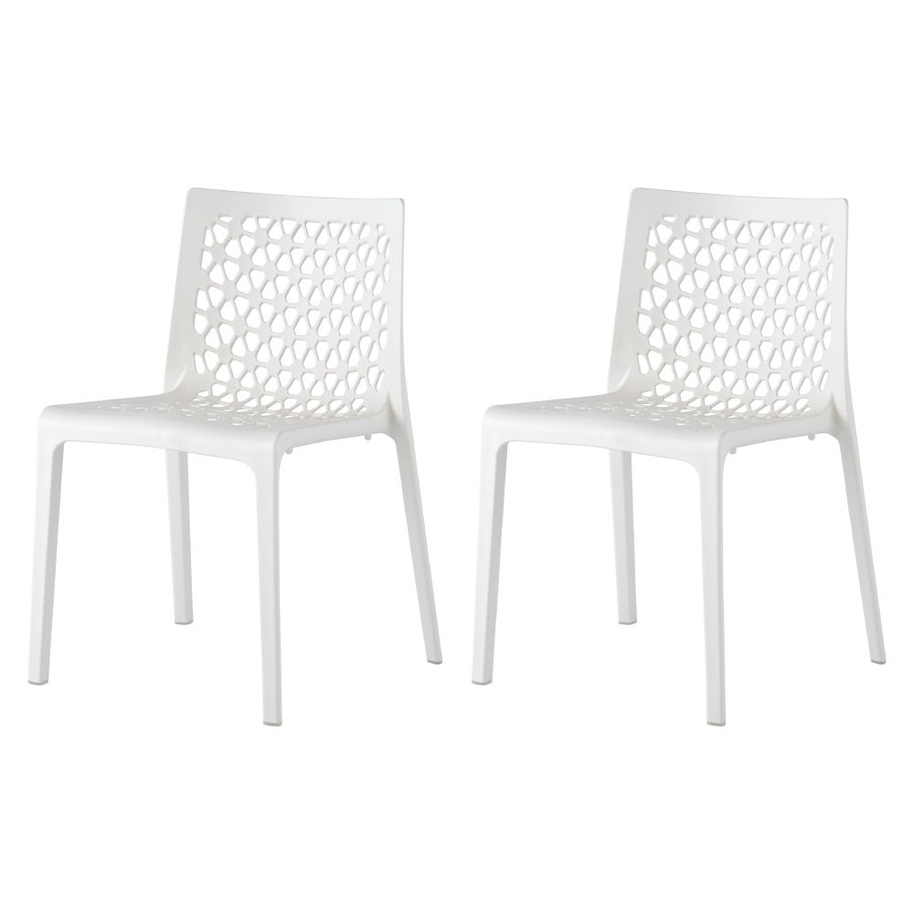Strata Furniture Milan Weatherproof Polypropylene Chair in White (Set of 2)