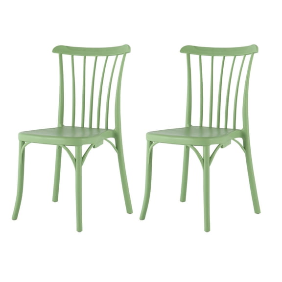 Strata Furniture Tiras Polypropylene Outdoor Dining Chair in Mint (Set of 2)