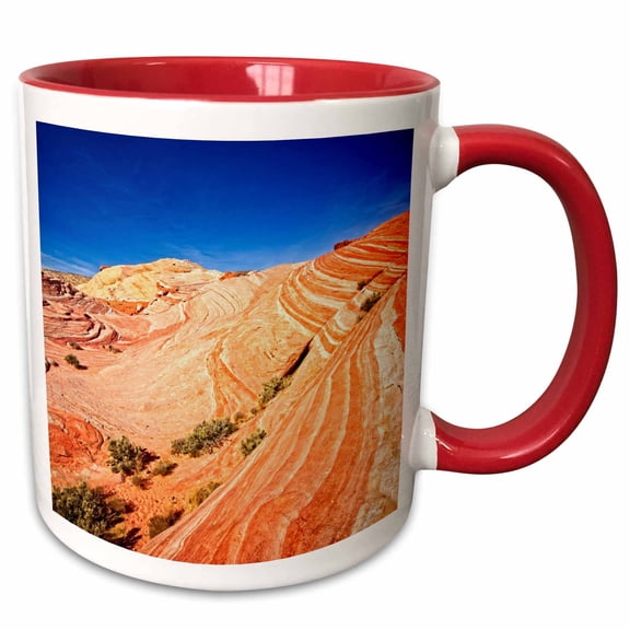 3drose, Strata Layers at the Fire Wave in Valley of Fire State Park, 11oz Two-tone Red Mug