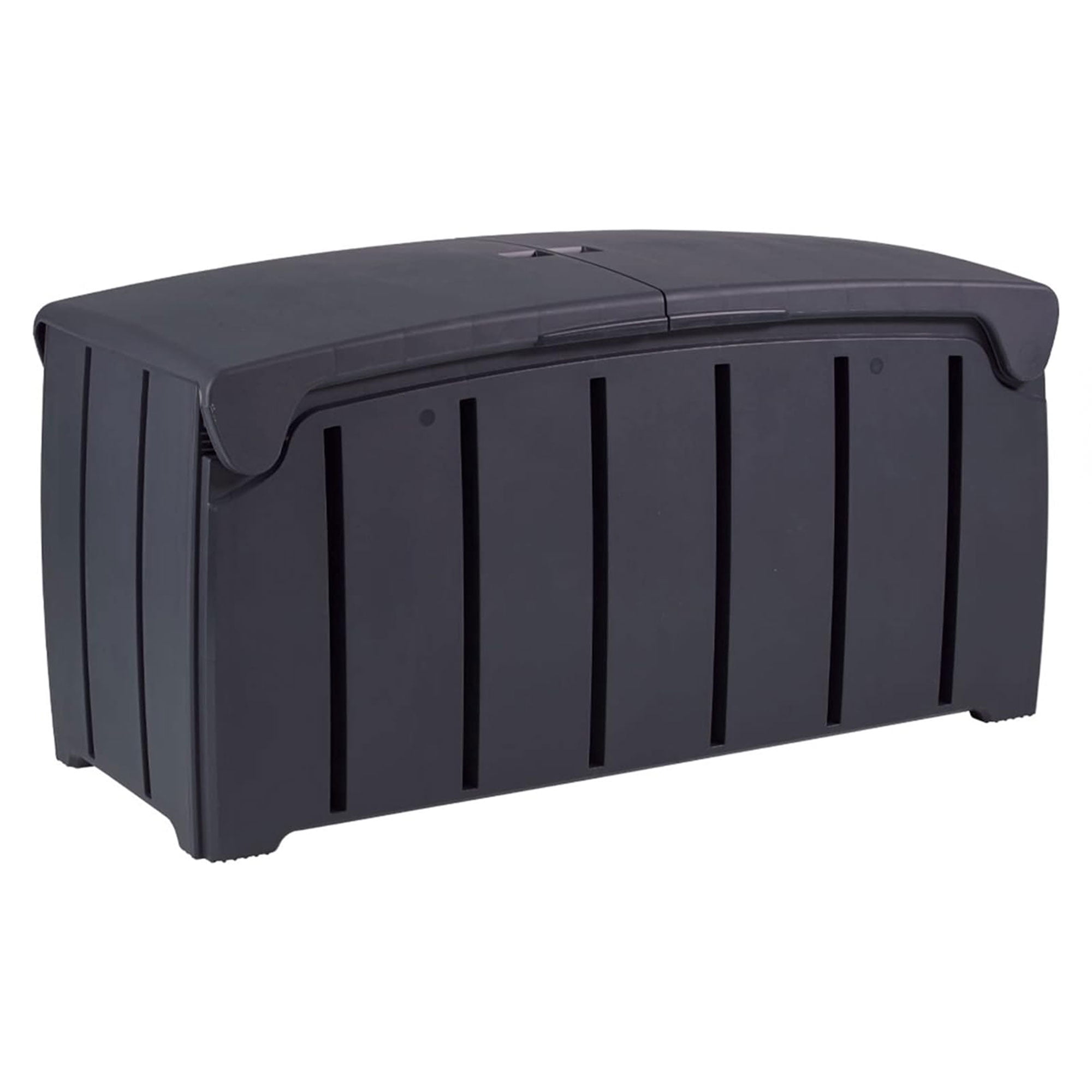 Black Plastic Lockable Outdoor Storage Box with Double Door Lid