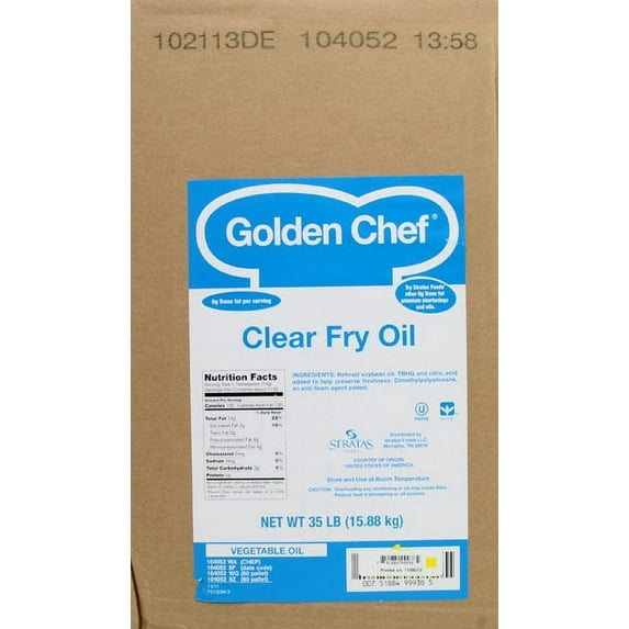 Golden Chef Clear Liquid Fry Shortening Soy Shape Oil, 35 Pound