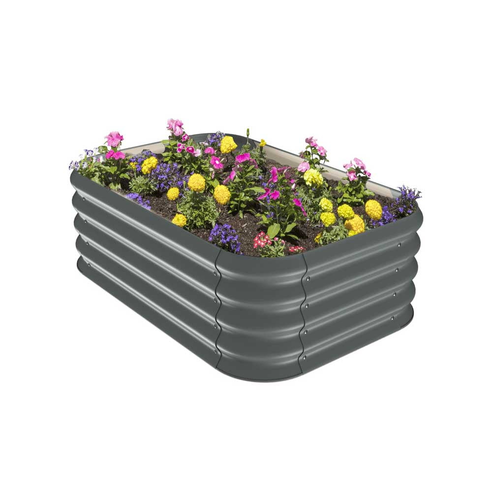 Stratco 41 x 28 x 13 Inches Corrugated Steel Modular Raised Garden Bed Planter