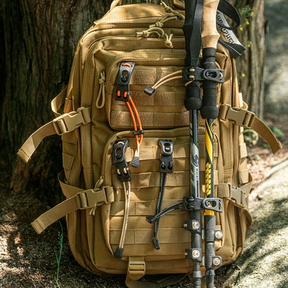 Strategic Backpack Strap Clips - Multipurpose Backpack Binding Clip,Backpack Accessories, Outdoor Hook for Clipping Gear To Backpack, Walking Stick Fixed Clip