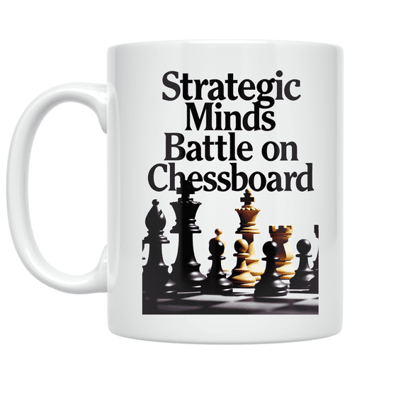 Strategic Minds Battle on Chessboard - Chess Enthusiast - 11 oz Ceramic Coffee Mug
