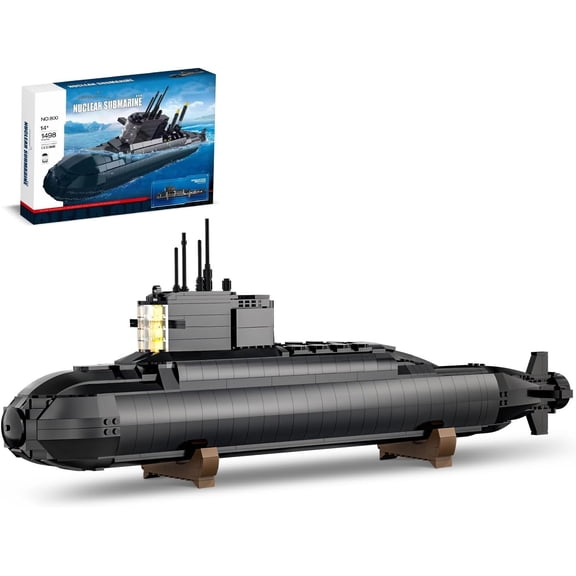 Strategic Nuclear Submarine Toy Building Blocks Set for Adult Kids, WW2 Historical Military Battleship Model Kit with Light, Home Office Decor Collection
