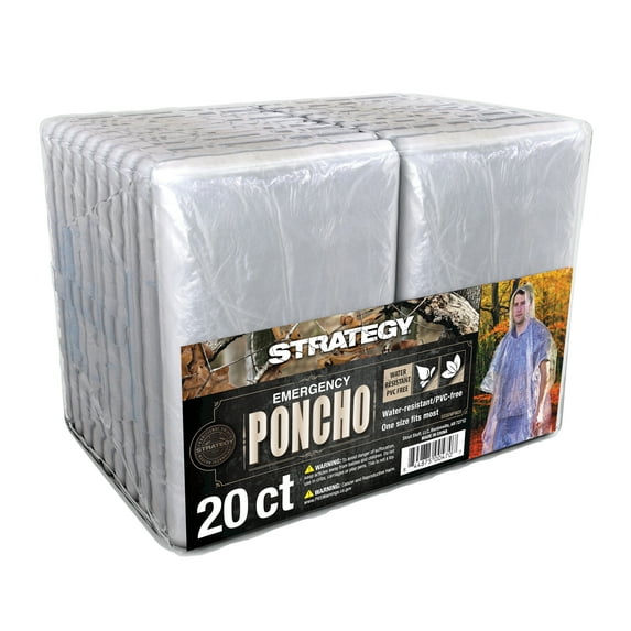 Strategy Clear Emergency Poncho - 20 Pack