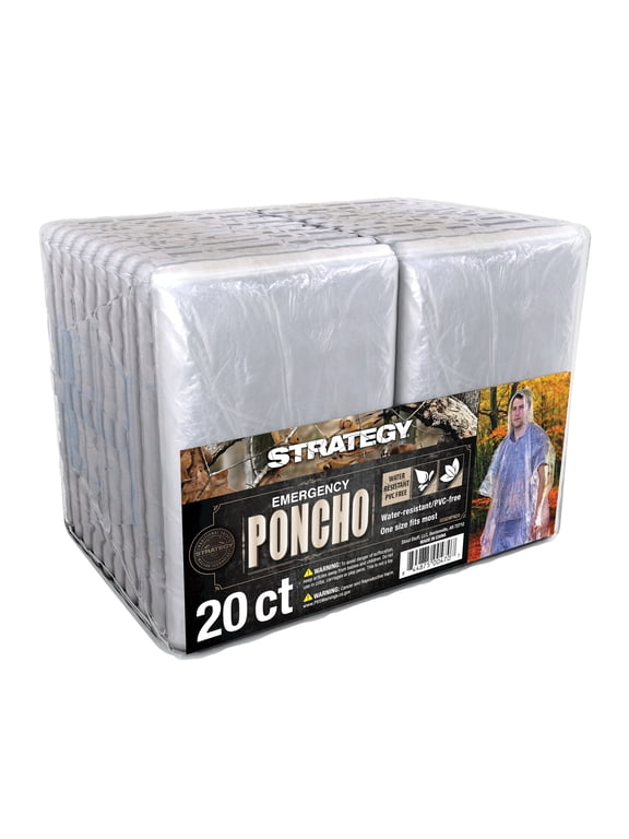 Strategy Clear Emergency Poncho - 20 Pack