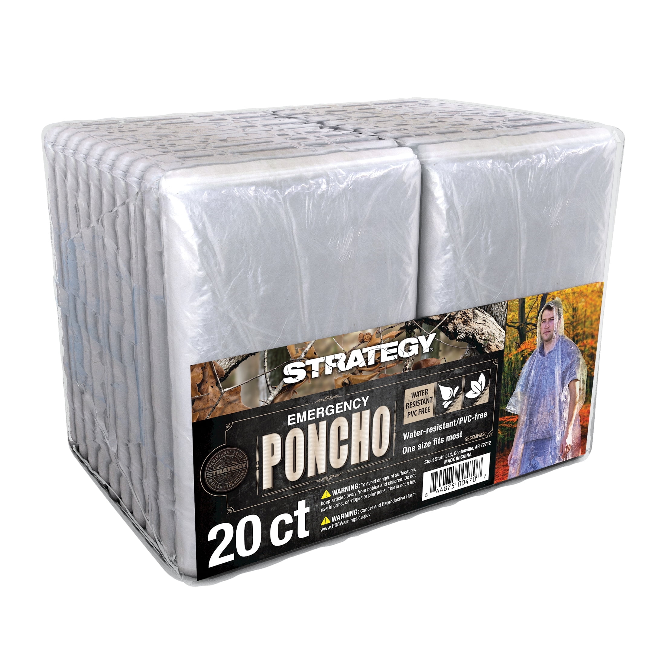 Strategy Clear Emergency Poncho - 20 Pack