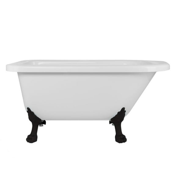 Stratford 57 Inch Acrylic Classic Clawfoot Tub - Rim Faucet Drillings - Lion Paw Feet