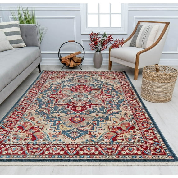 Stratford AM50A Pheasant Dark Abstract Vintage Red Area Rug, 2'6" x 4'