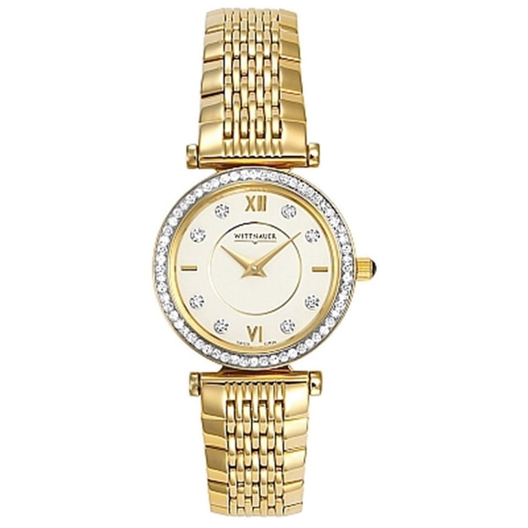 Wittnauer ladies luxury watch. Diamond 12 hour, gold plated leather band Vintage Classic Wittnauer Diamond Gold Plated Ladies Watch  main image 2