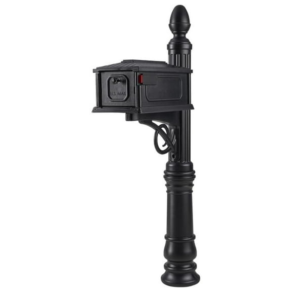 Stratford Mailbox with Post - Black Plastic Mailbox & Post Combo - Decorative Curb Appeal - UV Protected, Durable, Non-Locking - 4x4 Post Compatible