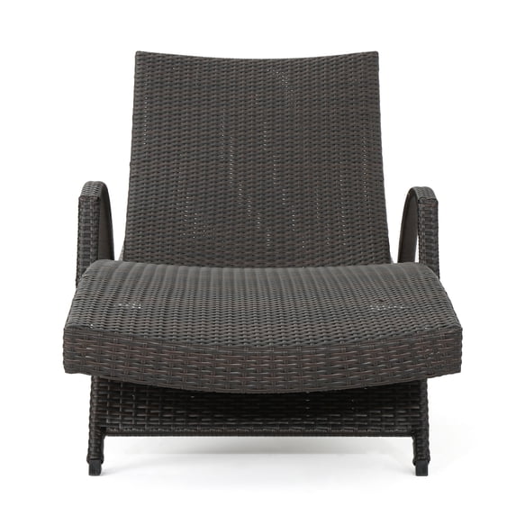 Stratford Outdoor Wicker Adjustable Chaise Lounge with Arms, Brown
