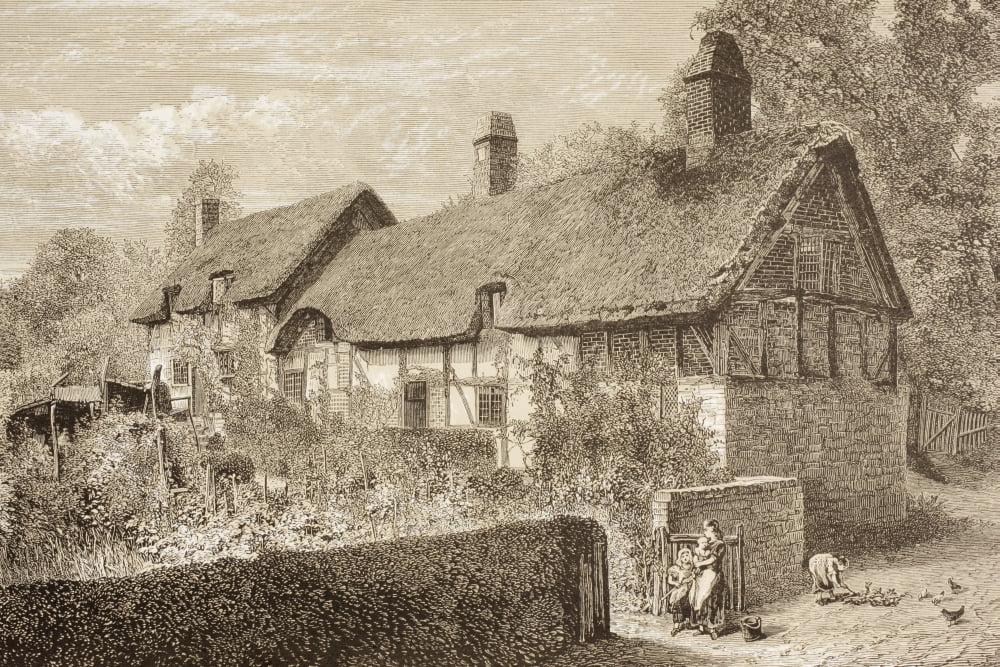 Stratford-Upon-Avon England Anne Hathaways Cottage Shakespeares Wifes Family Home From The Illustrated Library Shakspeare Published London 1890 Canvas Art - Ken Welsh Design Pics (18 x 12)