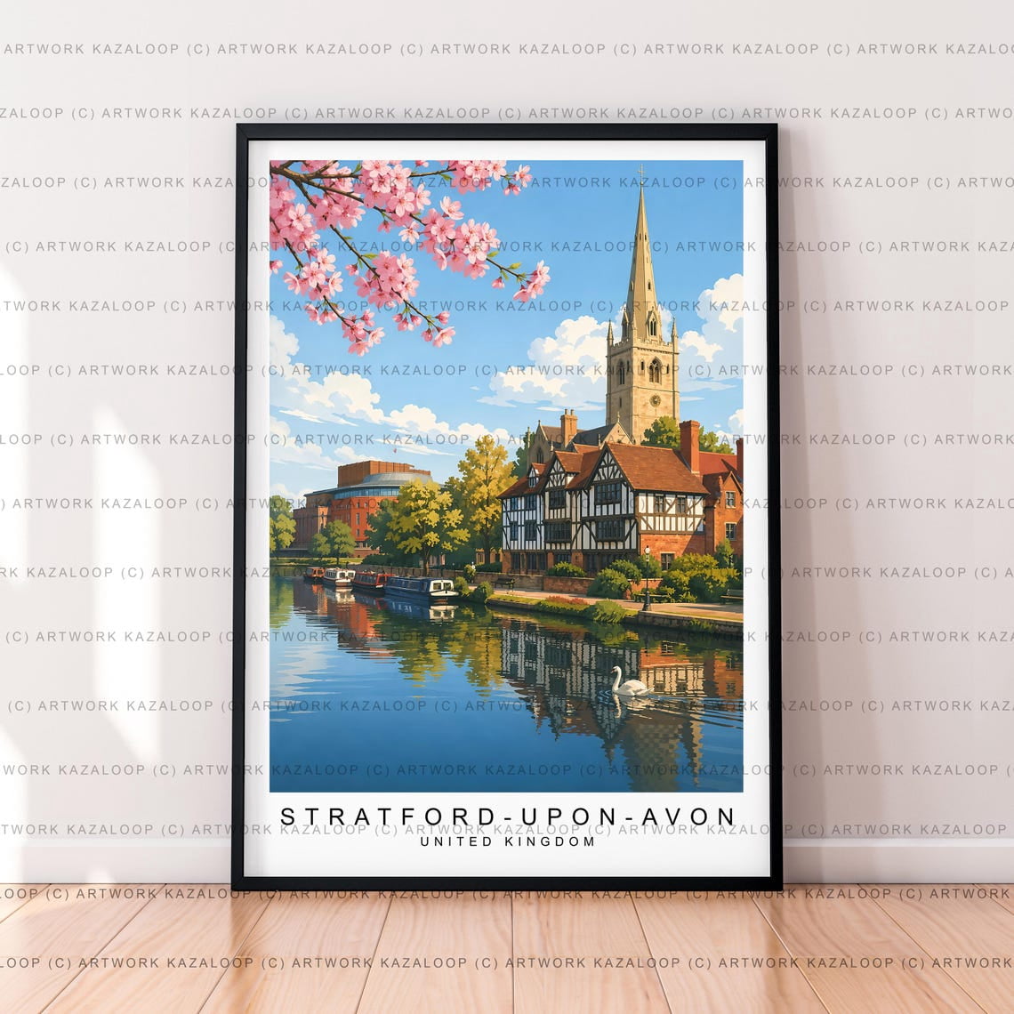 British Rivers Avon Stratford Upon Avon Travel England River Historic Town Illustration ...