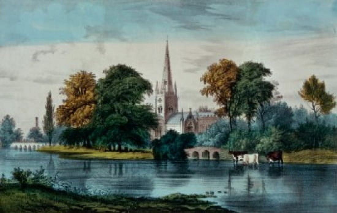 Stratford on Avon  Currier & Ives (1834-1907 American) Library of Congress Washington DC USA Canvas Art - Currier & Ives (18 x 24)